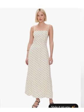 DL1961 Cream Polka Dot Linen Maxi Dress NWT